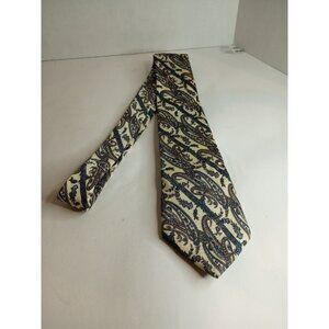 Men's Vintage Christian Dior Classic  Necktie Cream Gray Blue Paisley Made USA